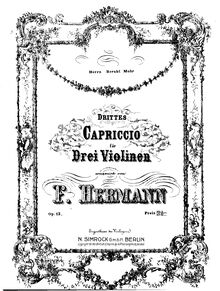 Partition violon 2, Capriccio No.3 pour 3 violons, A Major, Hermann, Friedrich