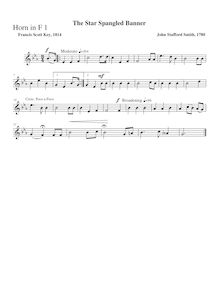 Partition cor 1 (F), pour Star-Spangled Banner, Original title: The Anacreontic Song