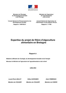 Expertise du projet de filière d'algoculture alimentaire en Bretagne