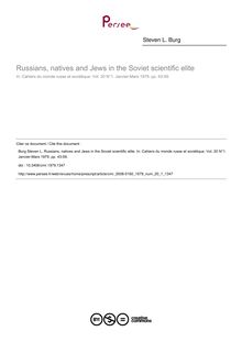 Russians, natives and Jews in the Soviet scientific elite - article ; n°1 ; vol.20, pg 43-59