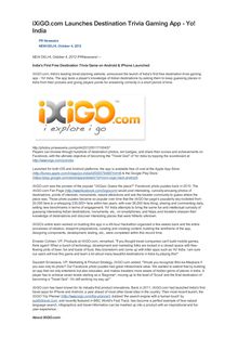iXiGO.com Launches Destination Trivia Gaming App - Yo! India