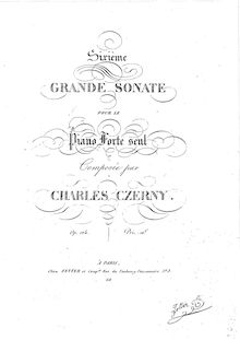 Partition complète, Piano Sonata No.6, Op.124, Czerny, Carl