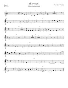 Partition viole de basse 1, octave aigu clef, Precipitose rupi, Vecchi, Orazio