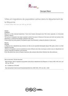 Villes et migrations de population active dans le département de la Mayenne - article ; n°1 ; vol.86, pg 207-223