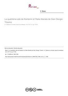 La quatrième ode de Kantemir et l Italia liberata de Gian Giorgio Trissino - article ; n°1 ; vol.4, pg 47-55