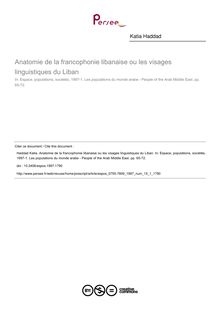 Anatomie de la francophonie libanaise ou les visages linguistiques du Liban - article ; n°1 ; vol.15, pg 65-72