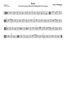 Partition ténor viole de gambe 1, alto clef, Aria de la Gran Duca Ferdinando di Toscana