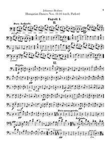 Partition basson 1, 2, 21 Hungarian Dances (orchestre), Brahms, Johannes par Johannes Brahms