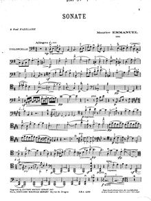 Partition de violoncelle, violoncelle Sonata, Emmanuel, Maurice