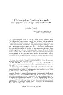 L’idéalité royale en Castille au XIIIe siècle : des Sept parties aux Castigos del rey don Sancho IV - article ; n°1 ; vol.27, pg 293-309