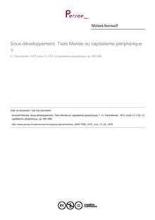 Sous-développement, Tiers Monde ou capitalisme périphérique ? - article ; n°52 ; vol.13, pg 691-696