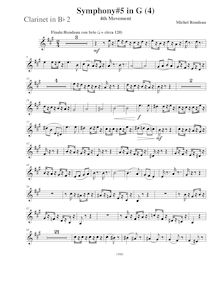 Partition clarinette 2 (B♭), Symphony No.5, Symphony on Canadain Folk Themes par Michel Rondeau