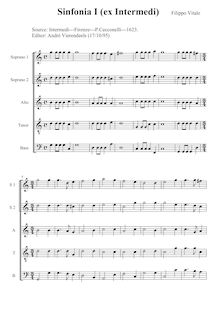 Partition Sinfonia I, Intermedi, Vitali, Filippo