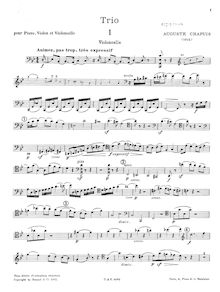 Partition violoncelle, Piano Trio, G major, Chapuis, Auguste
