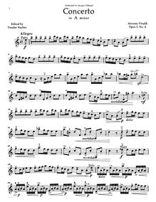 Partition violon solo, violon Concerto en A minor, RV 356, A minor