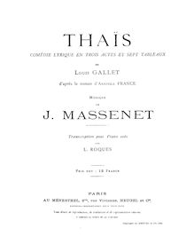 Partition complète, Thaïs, Massenet, Jules par Jules Massenet