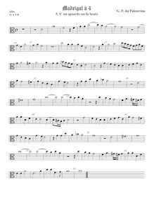 Partition ténor viole de gambe 1, alto clef, Madrigali a Quattro Voci par Giovanni Pierluigi da Palestrina