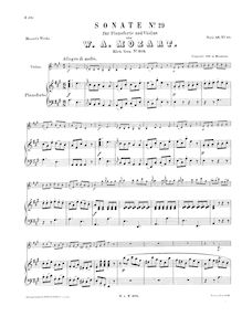 Partition de piano, violon Sonata, A major, Mozart, Wolfgang Amadeus