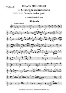 Partition violons II, Il Giuseppe riconosciuto, Oratorio en 2 parties