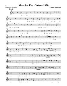 Partition Soprano enregistrement , Mass pour Four voix, G minor