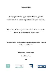 Development and application of novel genetic transformation technologies in maize (Zea mays L.) [Elektronische Ressource] / Mohammad Ahmad Abadi