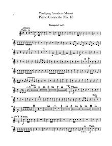Partition trompette 1, 2 (en C), Piano Concerto No.13, C major, Mozart, Wolfgang Amadeus