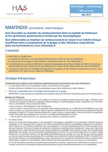 MANTADIX (amantadine), dopaminergique - MANTADIX SYNTHESE CT11115