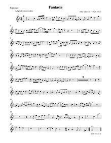 Partition Soprano 1 enregistrement , Fantasia, G minor, Okeover, John
