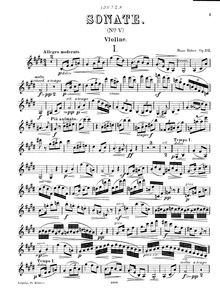 Partition de violon, violon Sonata No.5, E major, Huber, Hans