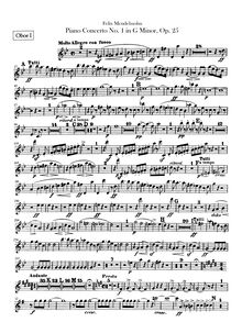 Partition hautbois 1, 2, Piano Concerto No 1 en G Minor, G Minor