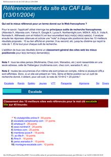 Référencement du site du CAF Lille au 12/01/2004
