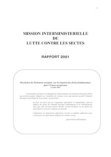 Mission interministérielle de lutte contre les sectes : rapport 2001