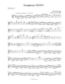 Partition violons I, Symphony No.21, G major, Rondeau, Michel par Michel Rondeau