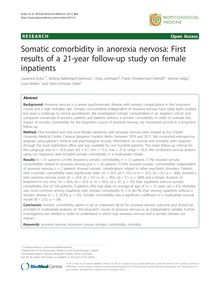 Somatic comorbidity in anorexia nervosa: First results of a 21-year follow-up study on female inpatients