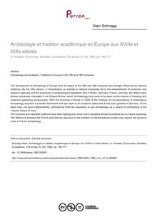 Archéologie et tradition académique en Europe aux XVIIIe et XIXe siècles - article ; n°5 ; vol.37, pg 760-777