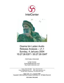 Osama bin Laden Audio Release Analysis v1.1