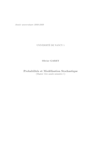 Cours de Probabilités et Modélisation Stochastique au format pdf