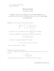 Intégration – Algèbre linéaire – Fonctions de plusieurs variables 2004 Tronc Commun Université de Technologie de Belfort Montbéliard