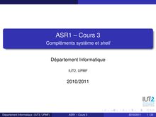 ASR1  Cours 3 - Compléments système et shell