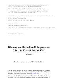 Discours par Maximilien Robespierre — 5 Fevrier 1791