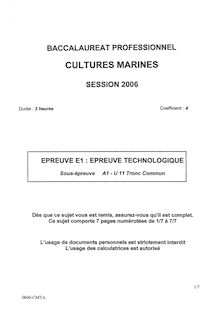 Techniques de production 2006 Bac Pro - Cultures marines
