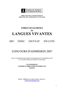 Epreuve Langues vivantes - concours d admission 2007