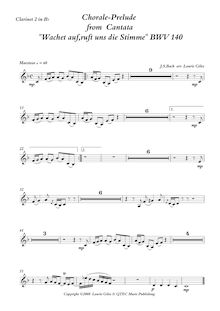 Partition clarinette 2 (B♭), Wachet auf, ruft uns die Stimme, Bach, Johann Sebastian