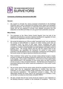 Comment on the Buildings (Amendment) Bill 2003