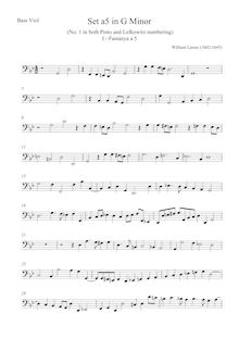 Partition viole de basse , partie, Set a 5 en G minor, G minor, Lawes, William