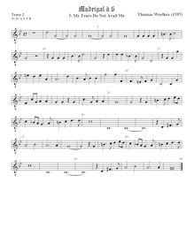 Partition ténor viole de gambe 3, octave aigu clef, First set of madrigaux par Thomas Weelkes