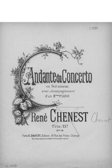 Partition Andante - Piano 1, Piano Concerto, Op.13, G minor, Chesnet, René