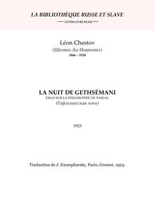 Chestov - La Nuit de Gethsemani