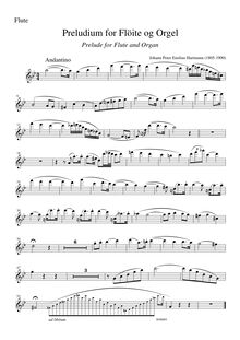 Partition flûte, Preludium pour Flöite og Orgel, G Minor, Hartmann, Johan Peter Emilius