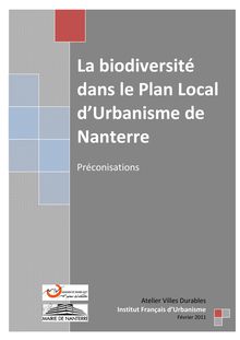 La biodiversité dans le Plan Local d Urbanisme de Nanterre